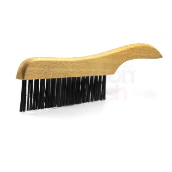 1 x 17 Row 0.013 Carbon Steel Wire and Wood Shoe Handle Scratch Brush, PK12